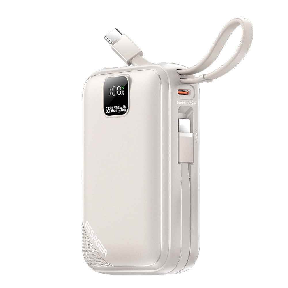 ESSAGER 20000mAh PD 65W Power Bank with LED Display Fast Charging Phone External Battery