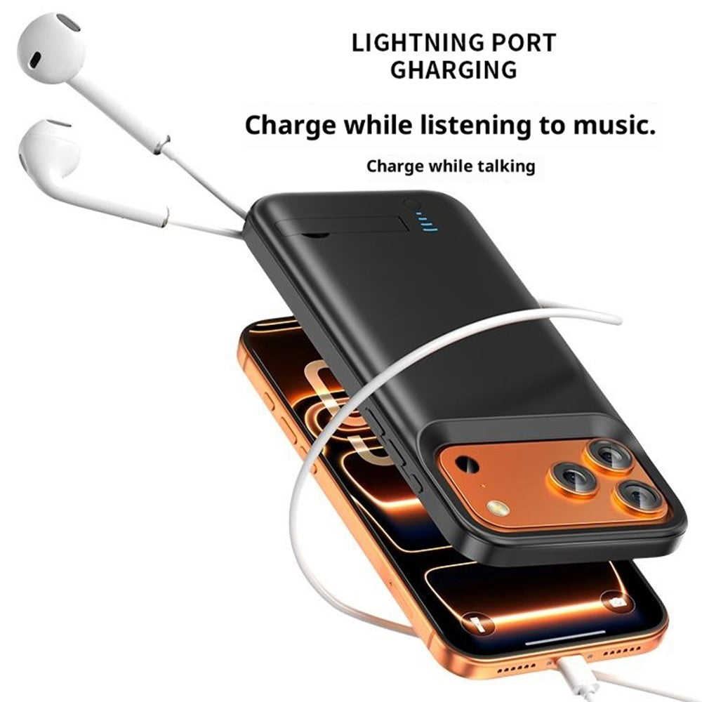 T92 Bærbart Battericover til iPhone 17 Pro 5000mAh Powerbank Beskyttelsescover med Stander
