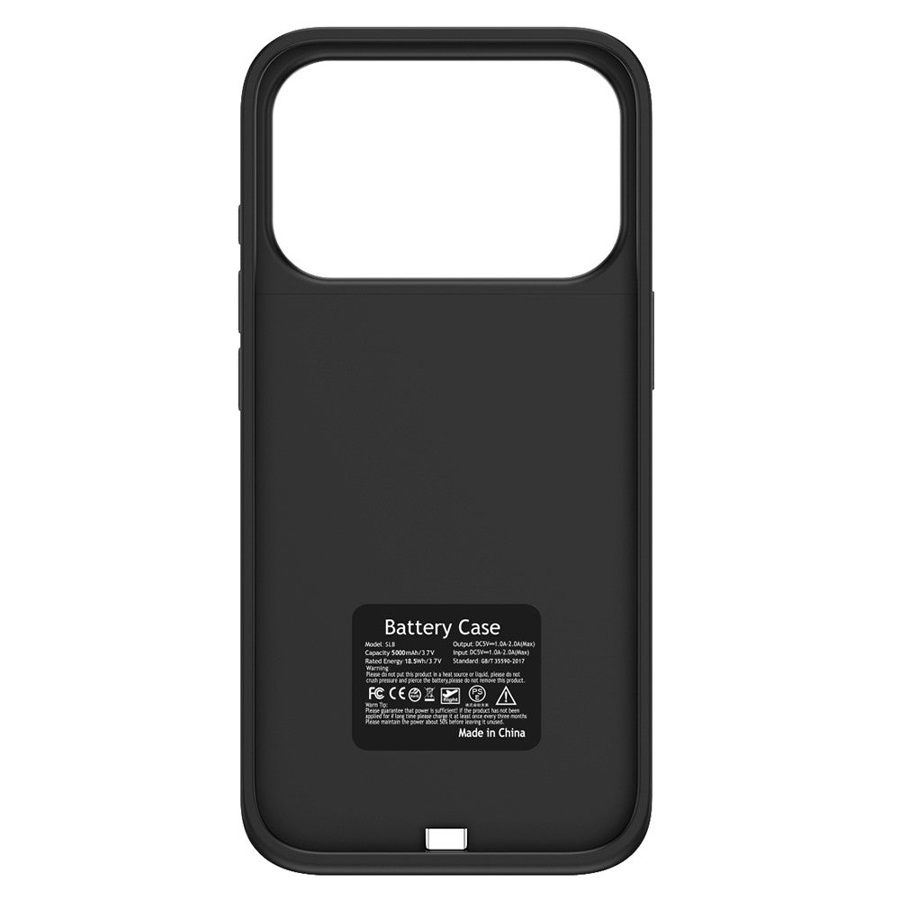 T92 Bærbart Battericover til iPhone 17 Pro 5000mAh Powerbank Beskyttelsescover med Stander