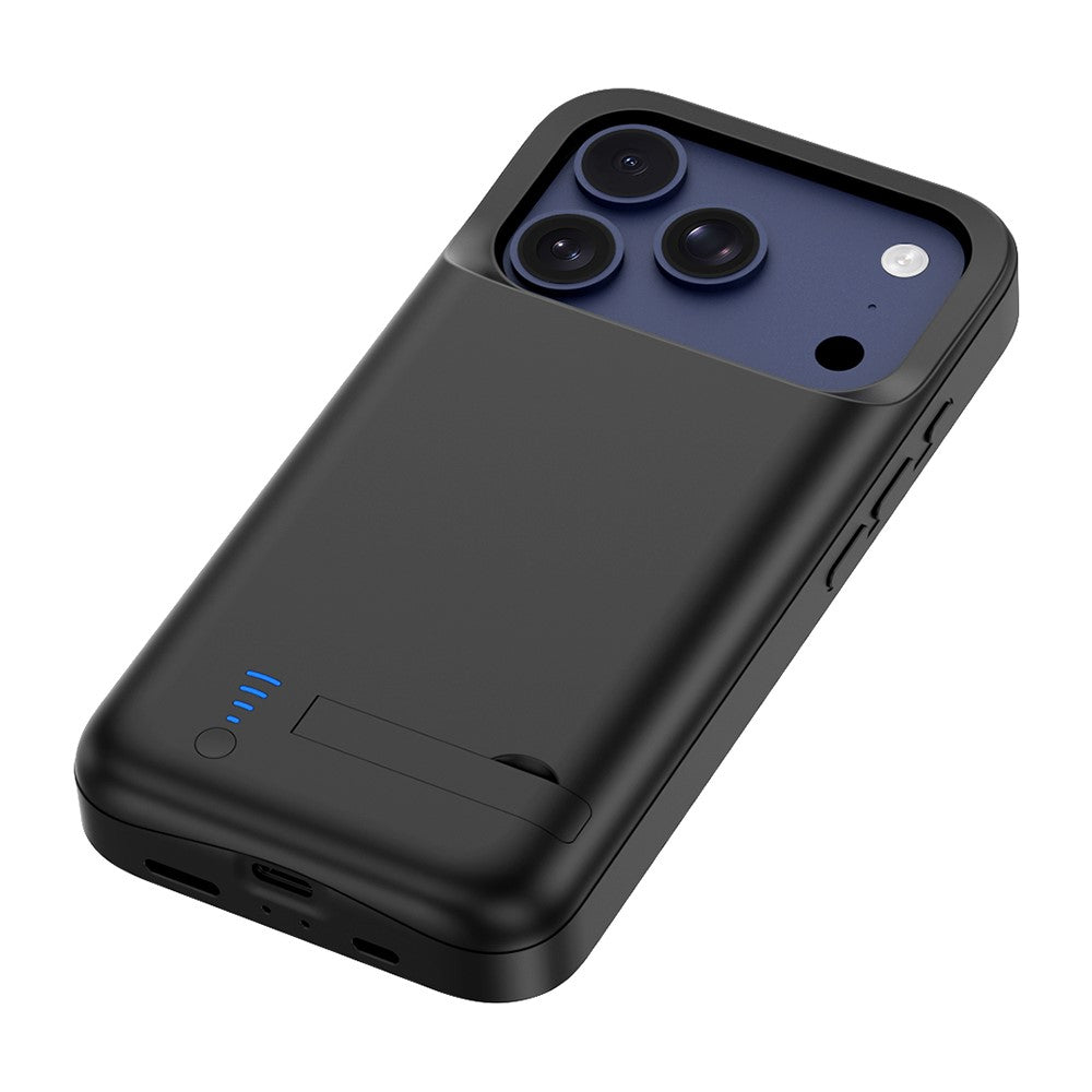 T92 Bærbart Battericover til iPhone 17 Pro 5000mAh Powerbank Beskyttelsescover med Stander
