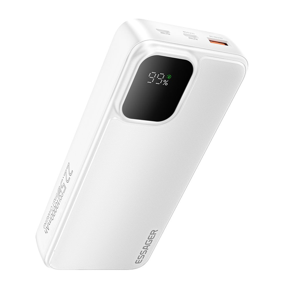 ESSAGER Digital Display 20000mAh Power Bank with Type-C + iP Cables 22.5W Fast Charging Battery Pack