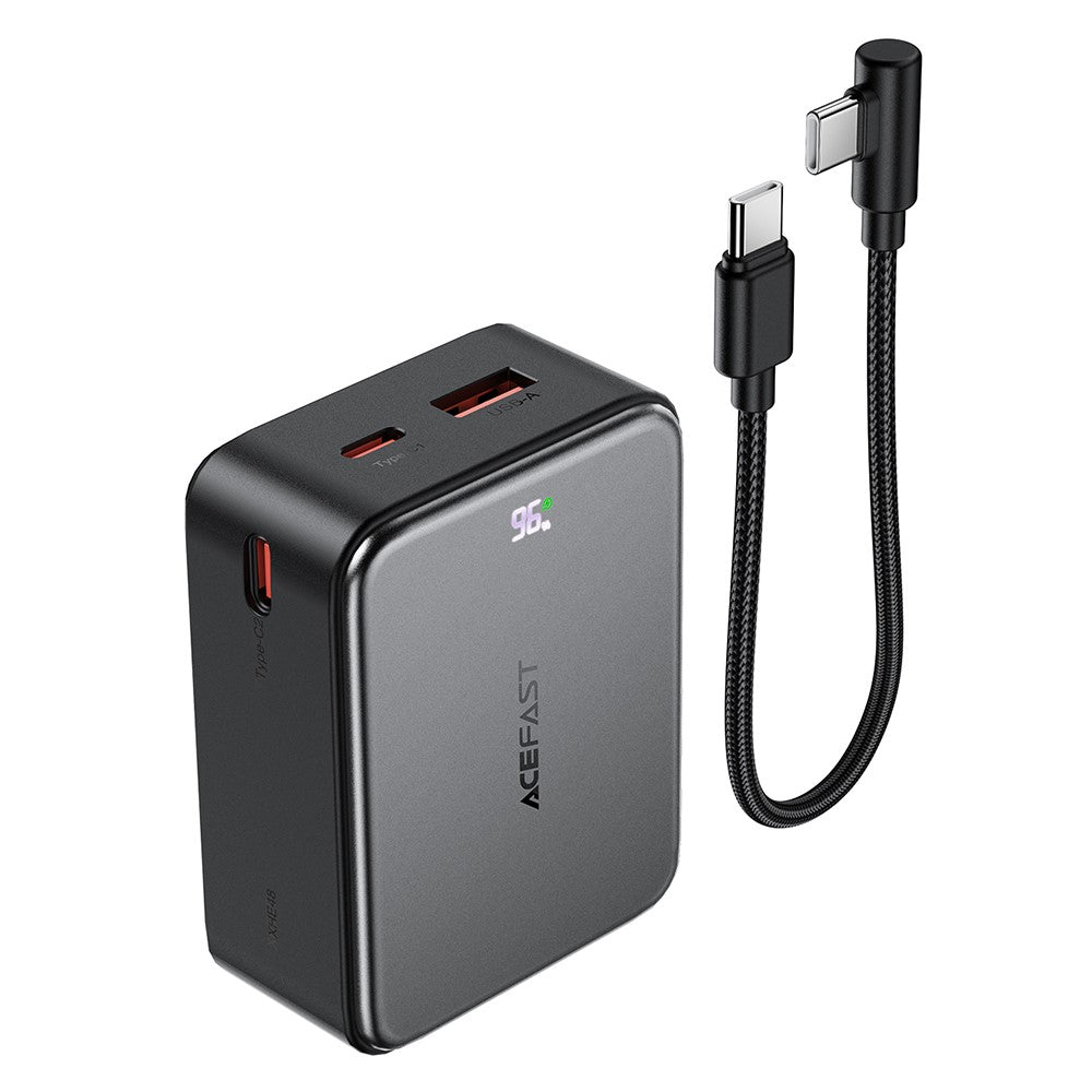 ACEFAST M28-10000 10000mAh Powerbank 22.5W Hurtig Opladning 2 Type-C + USB-A Telefonoplader med Kabel