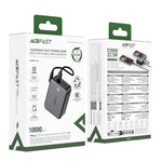 ACEFAST M28-10000 10000mAh Powerbank 22.5W Hurtig Opladning 2 Type-C + USB-A Telefonoplader med Kabel