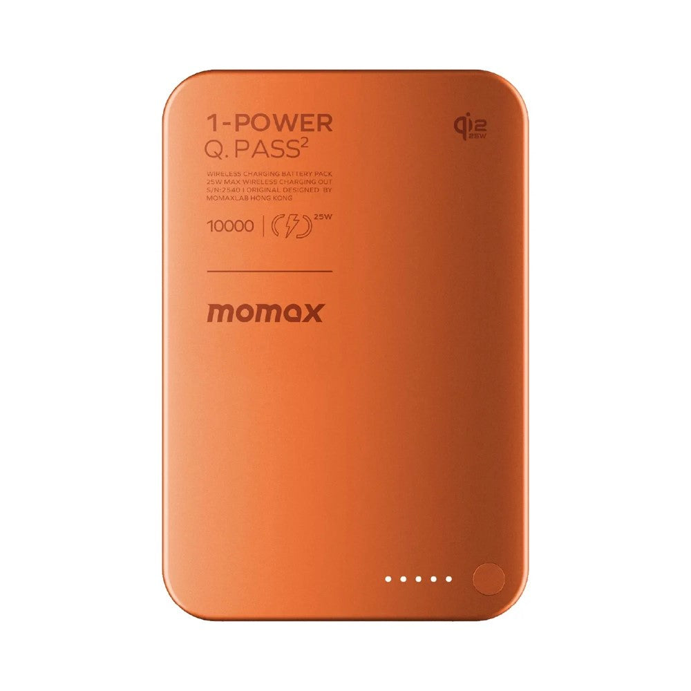 MOMAX 1-Power Q.Pass2 Qi2.2 25W magnetisk trådlös powerbank för iPhone 12–17-serien 10000mAh snabbladdningsbatteri
