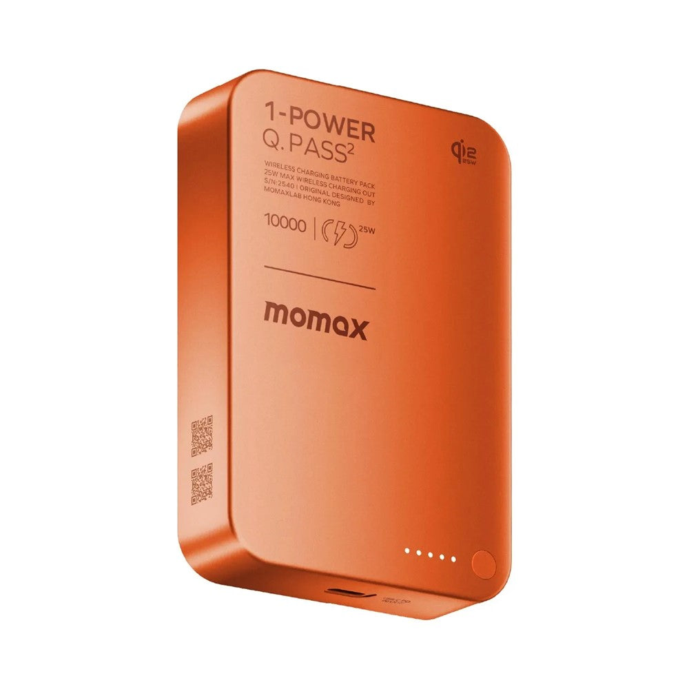 MOMAX 1-Power Q.Pass2 Qi2.2 25W magnetisk trådlös powerbank för iPhone 12–17-serien 10000mAh snabbladdningsbatteri