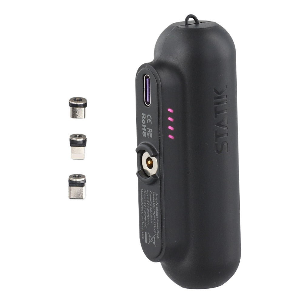PUP-0373-V2 3200mAh Mini Power Bank Portable Charger with iP + Micro + Type-C Magnetic Connectors