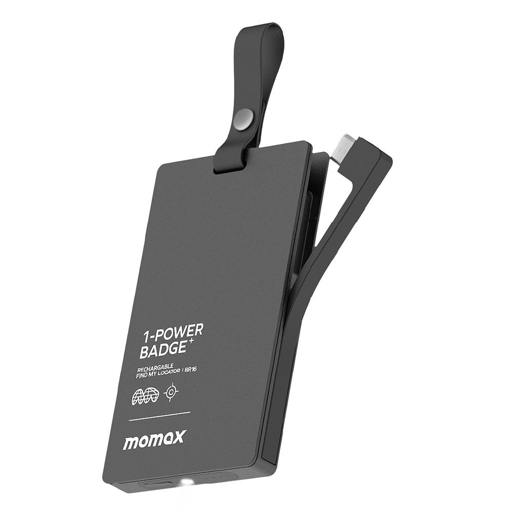 MOMAX 1-Power Badge+ Power Bank Wireless Tracker 2510mAh Smart Locator with Flashlight