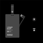 MOMAX 1-Power Badge+ Power Bank Wireless Tracker 2510mAh Smart Locator with Flashlight