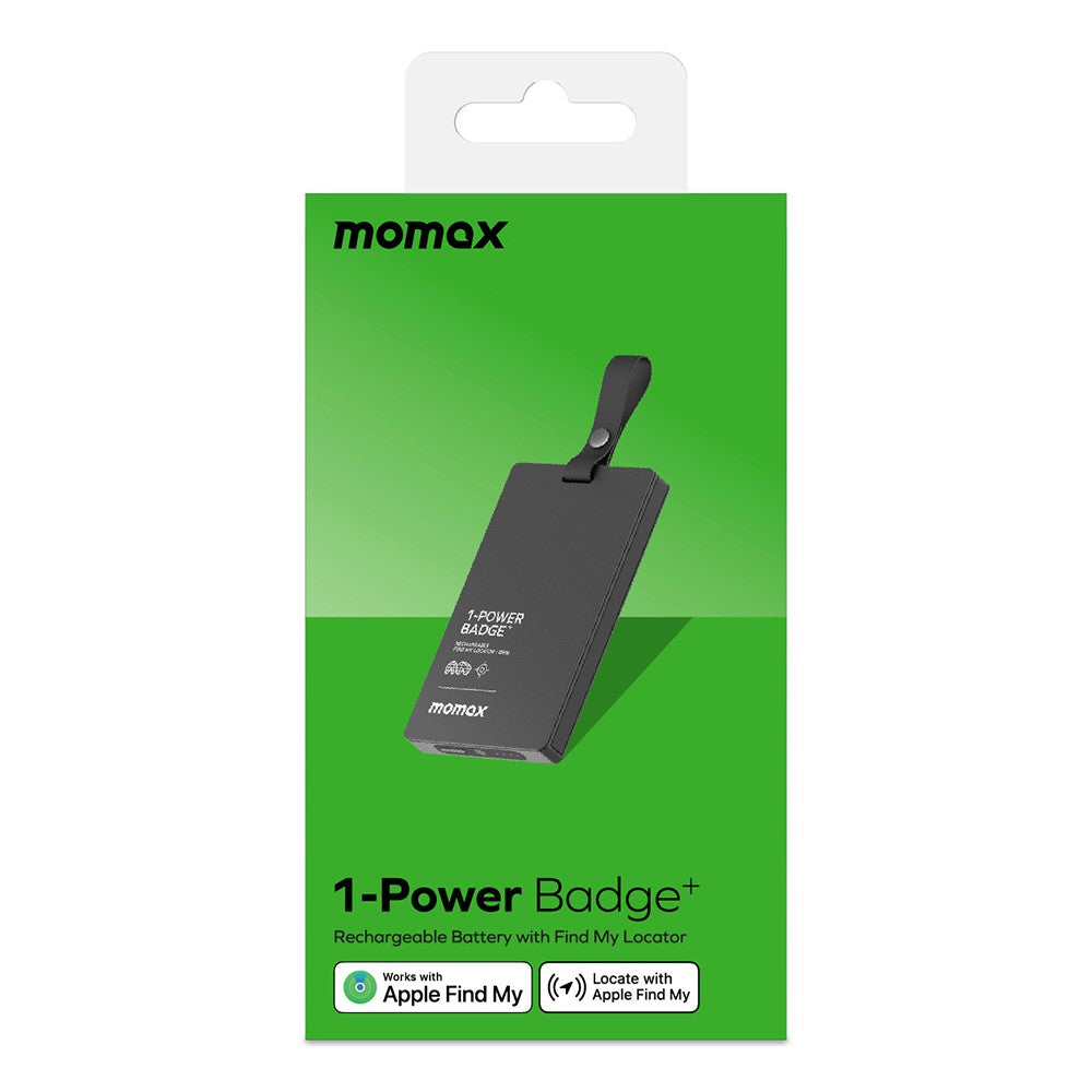 MOMAX 1-Power Badge+ Power Bank Wireless Tracker 2510mAh Smart Locator with Flashlight