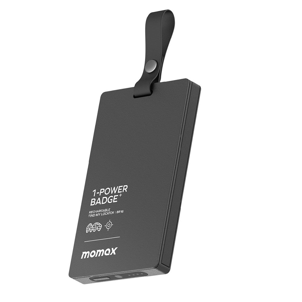MOMAX 1-Power Badge+ Power Bank Wireless Tracker 2510mAh Smart Locator with Flashlight