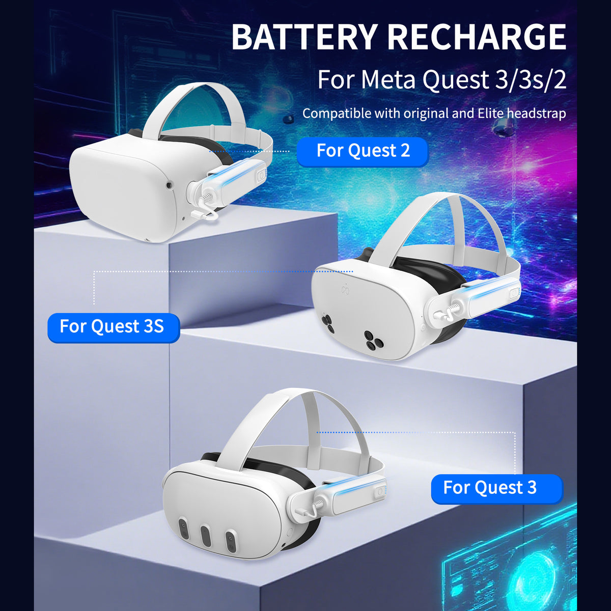5000mAh Power Bank for Meta Quest 3/2/3S/Pro Fast Charging Portable Battery Pack VR Headset Accessory