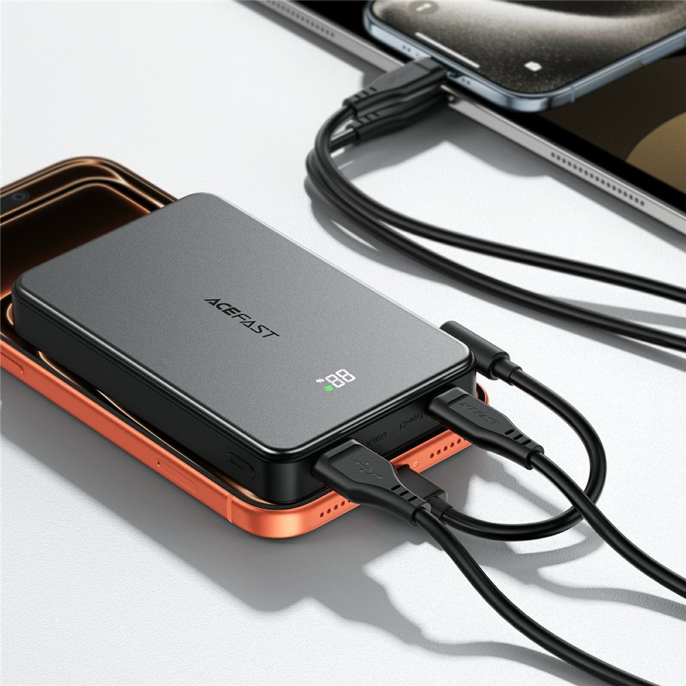 ACEFAST M31-10000 22.5W Magnetisk Snabbladdningsbar Powerbank med Kabel 10000mAh Bärbar mobilladdare