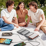 25000mAh Solar Power Bank QC3.0 Fast Charging Outdoor Emergency 4-Panel Foldable Portable Charger Built-in LED Flashlight