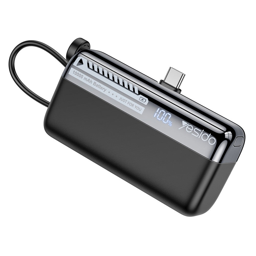 YESIDO YP99 Power Bank 10000mAh 20W Fast Charging Portable Charger with Built-in Cable for Mobile Phone