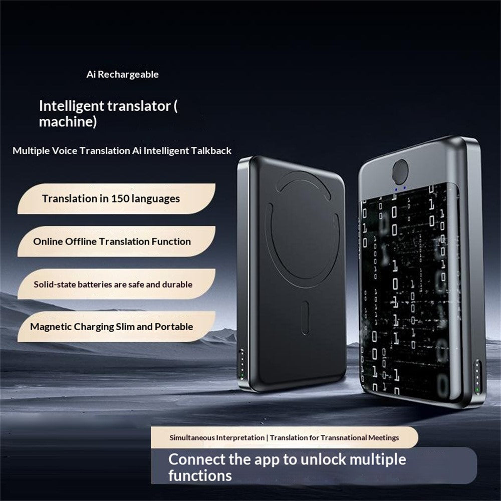AI1 Mobil AI-oversætter Bærbar Powerbank 5000mAh Semi Solid State Batteri 15W Trådløs Opladerstation til Rejser Forretning