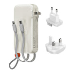 AZEADA AZ-P22 10000mAh Powerbank Indbyggede Kabler 22.5W Hurtig Opladning Vægadapter med EU+UK Stikkonverter