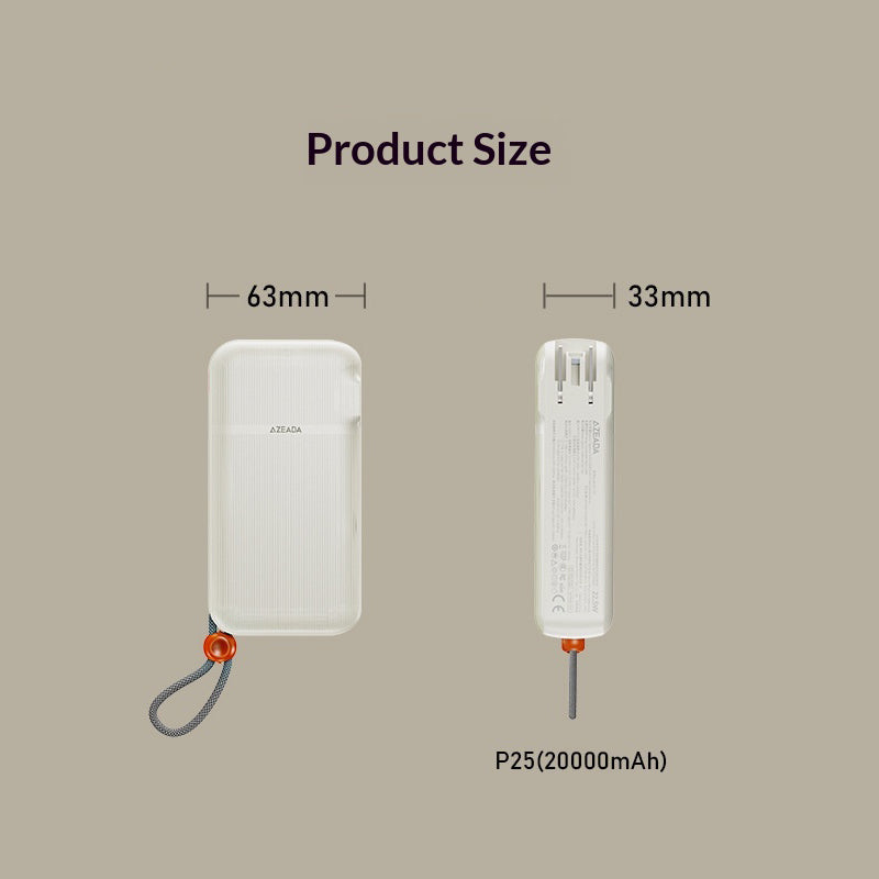 AZEADA AZ-P22 10000mAh Power Bank Built-in Cables 22.5W Fast Charging Wall Adapter with EU+UK Plug Converter