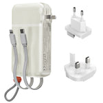 AZEADA AZ-P25 20000mAh Power Bank Built-in Cables 22.5W Fast Charging Wall Adapter with EU+UK Plug Converter