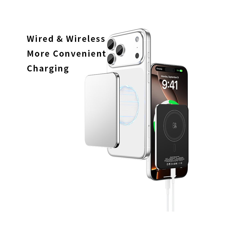 C70 5000mAh Ultra Slim Magnetic Power Bank 15W Dual Cooling Compatible with MagSafe Wireless Charger