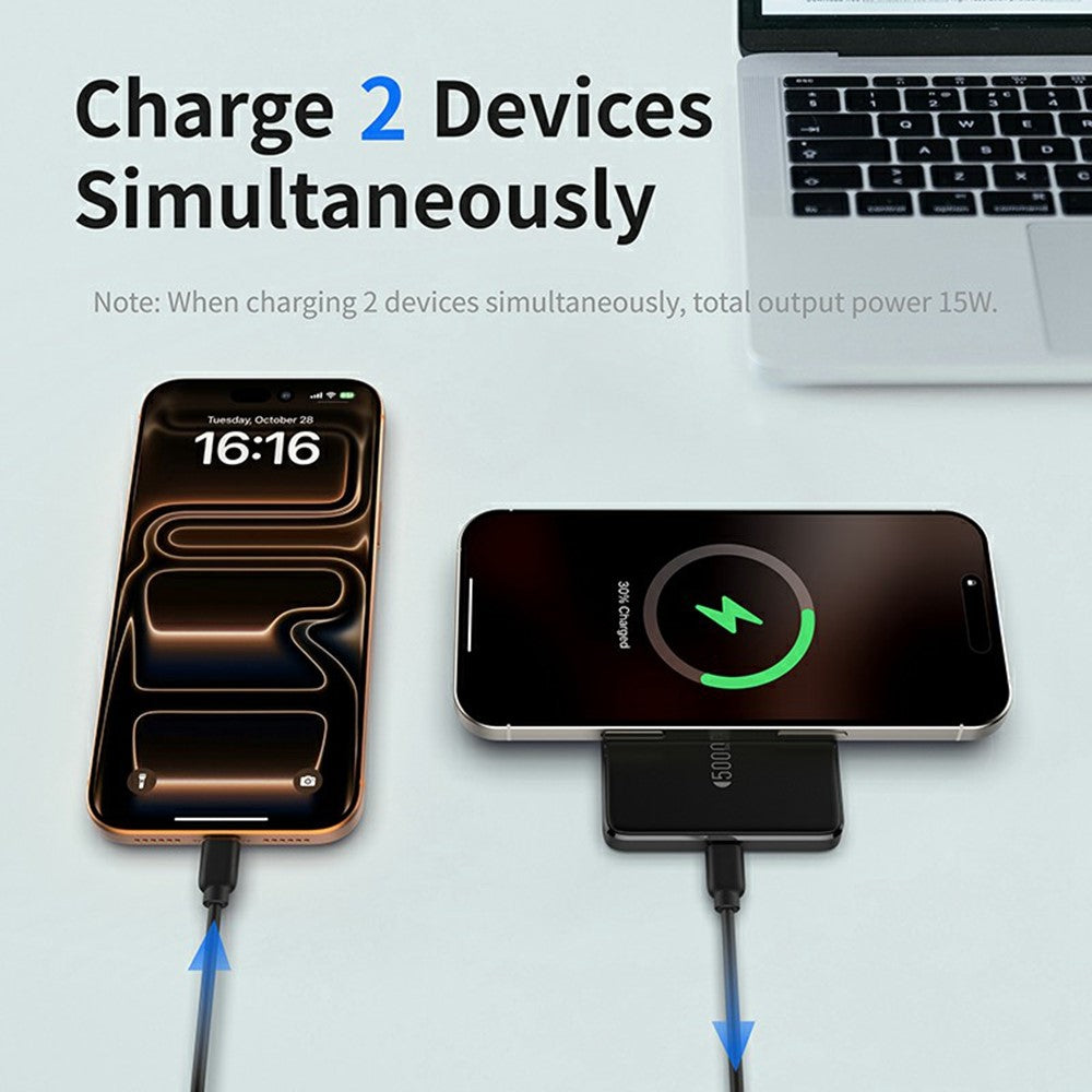 C0525 5000mAh Magnetic Wireless Power Bank 15W Fast Charging Portable Charger External Battery Pack