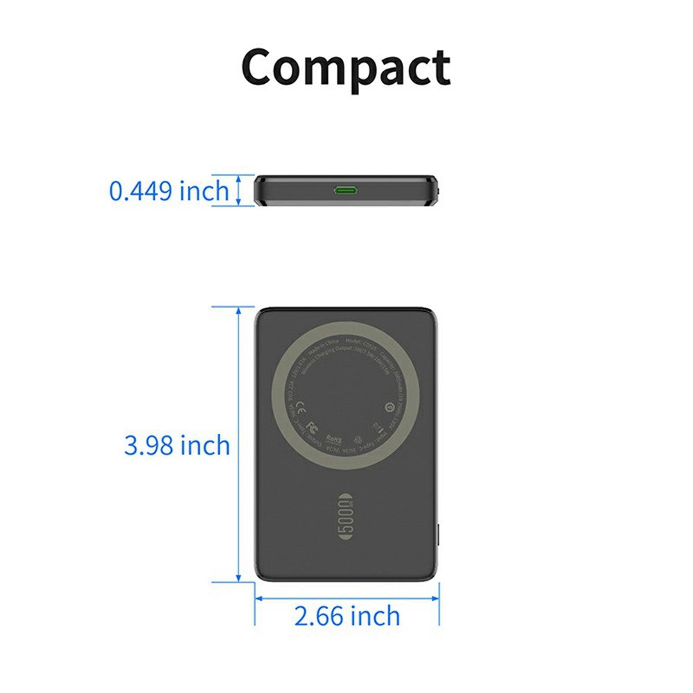C0525 5000mAh Magnetic Wireless Power Bank 15W Fast Charging Portable Charger External Battery Pack
