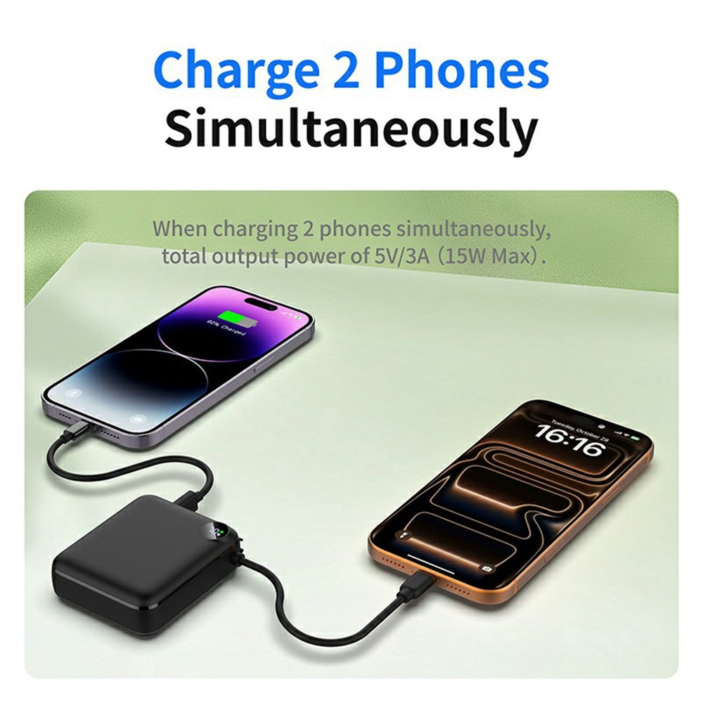 C1050 10000mAh Power Bank med Indbygget Type-C Kabel 22.5W Hurtig Opladning LED Display Bærbar Oplader