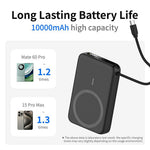 C1055 10000mAh Powerbank 15W Magnetisk Trådløs Bærbar Oplader Indbygget Type-C Kabel og Støttefod