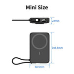 C1055 10000mAh Powerbank 15W Magnetisk Trådløs Bærbar Oplader Indbygget Type-C Kabel og Støttefod