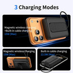 C1055 10000mAh Powerbank 15W Magnetisk Trådløs Bærbar Oplader Indbygget Type-C Kabel og Støttefod