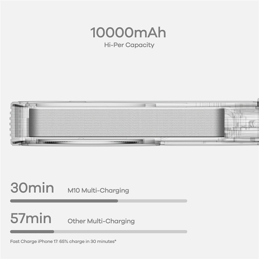 AULUMU M10 Power Bank 10000mAh 35W Fast Charging 3-in-1 Wireless Charger for iPhone Apple Watch AirPods