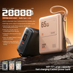 WEKOME WP-117 20000mAh Power Bank PD 65W Fast Charging Battery Pack with Built-in Type-C Cable