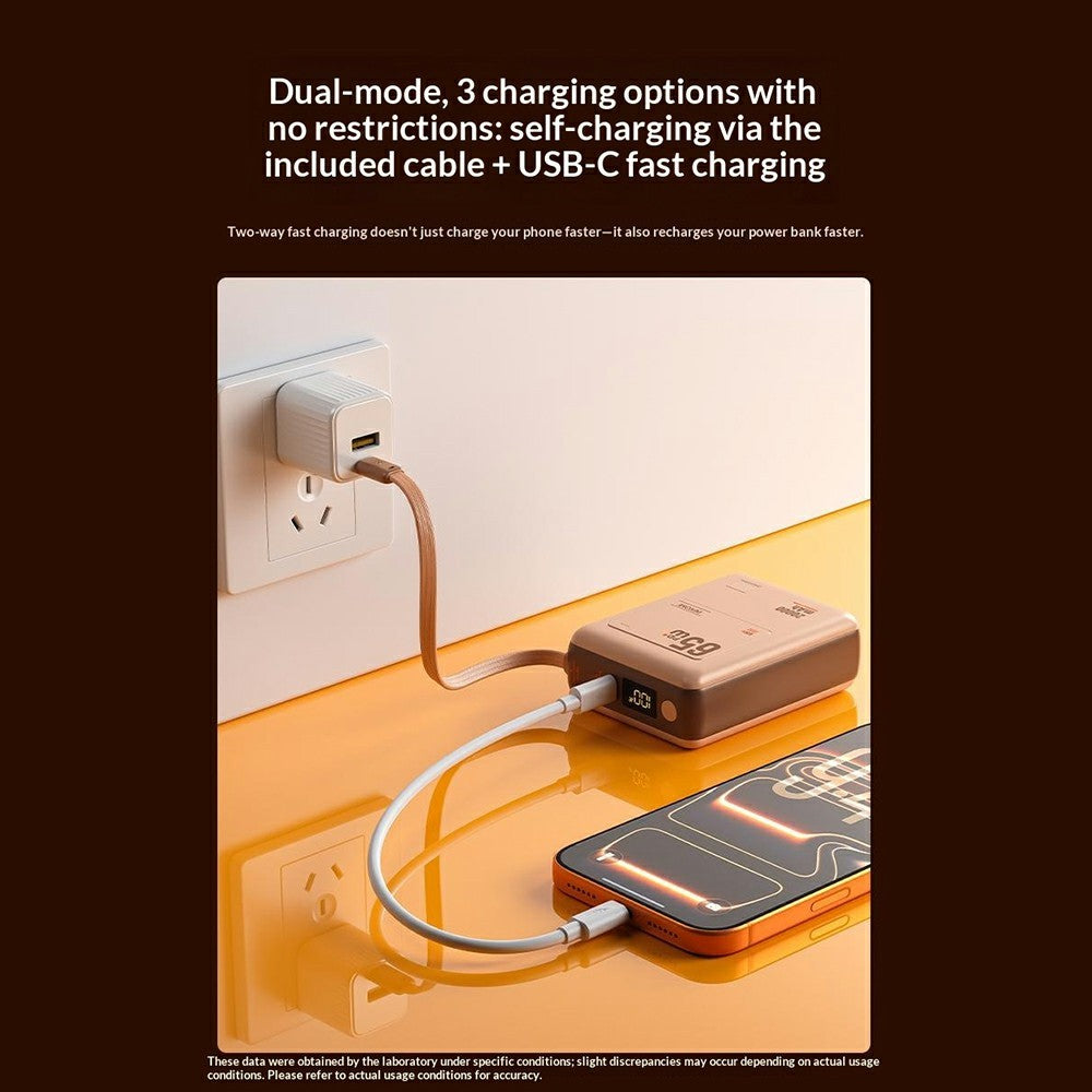 WEKOME WP-117 20000mAh Power Bank PD 65W Fast Charging Battery Pack with Built-in Type-C Cable