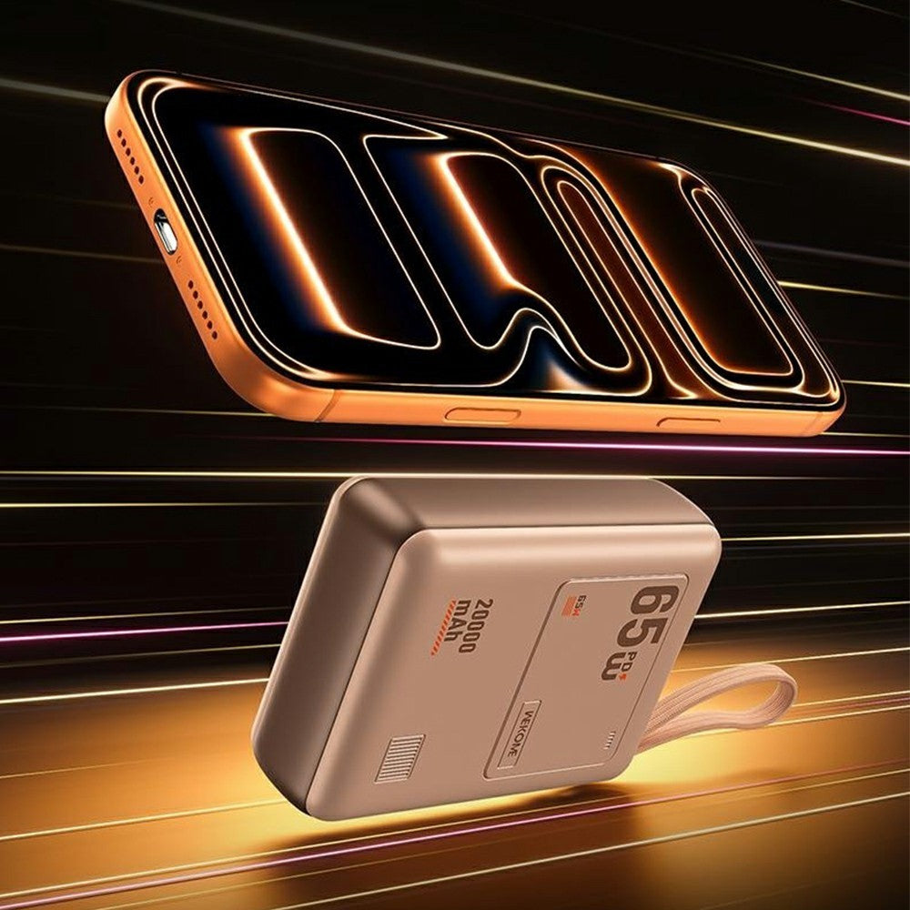 WEKOME WP-117 20000mAh Power Bank PD 65W Fast Charging Battery Pack with Built-in Type-C Cable