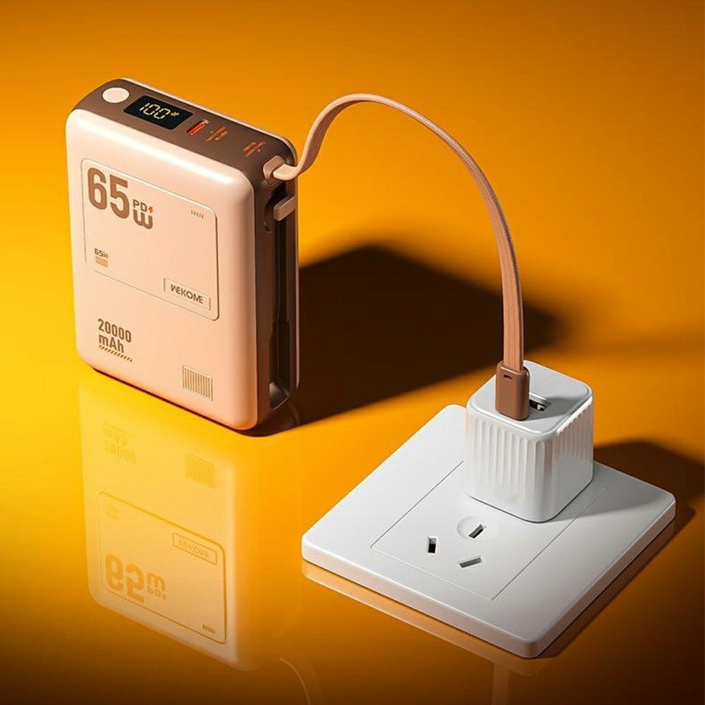 WEKOME WP-117 20000mAh Power Bank PD 65W Fast Charging Battery Pack with Built-in Type-C Cable