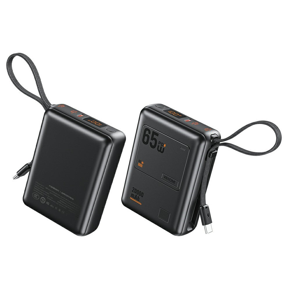WEKOME WP-117 20000mAh Power Bank PD 65W Fast Charging Battery Pack with Built-in Type-C Cable