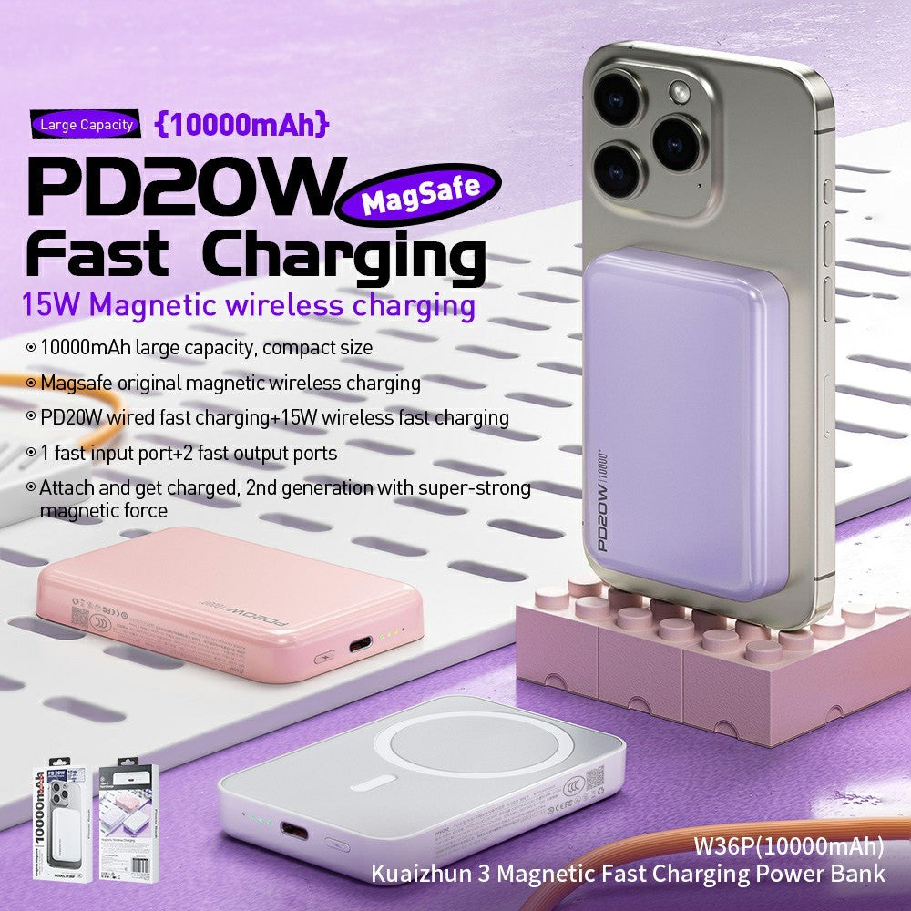 WEKOME W36P 10000mAh Magnetisk Trådløs Powerbank 20W PD Hurtigopladende Bærbar Oplader