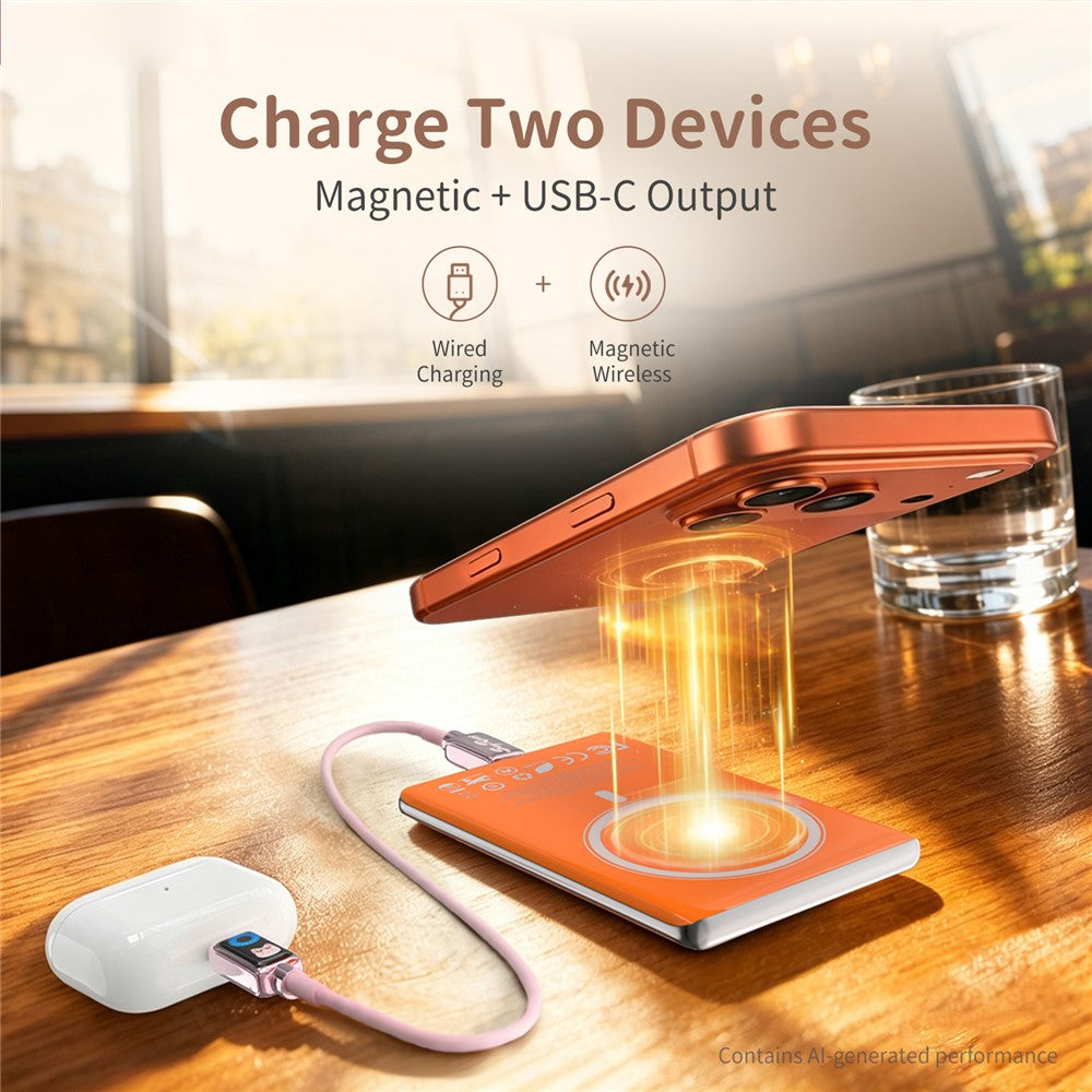 SAYROSE MP05 5000mAh Magnetic Power Bank Ultra Thin Portable 15W Wireless Charger