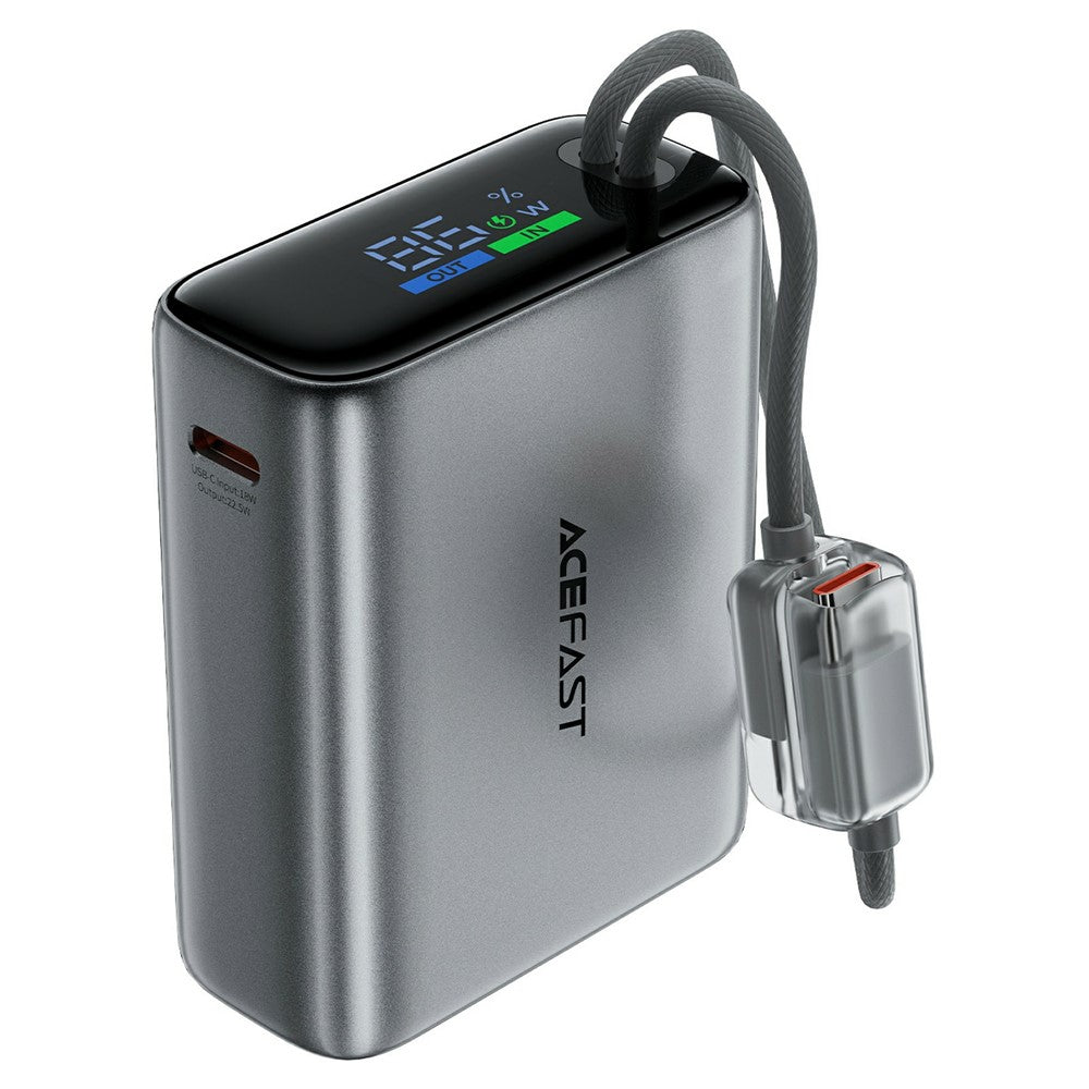 ACEFAST M48 T203ALF 10000mAh 22.5W Power Bank Built-in Type-C + iP Cables OLED Display Portable Charger