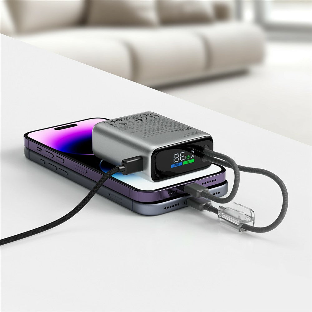 ACEFAST M48 T203ALF 10000mAh 22.5W Power Bank Built-in Type-C + iP Cables OLED Display Portable Charger