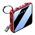 10000mAh Mini Power Bank with 4 in 1 Cables LED Flashlight Digital Display Portable Charger