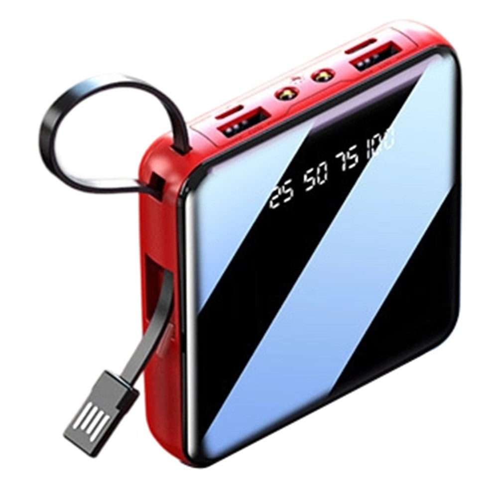 10000mAh Mini Power Bank with 4 in 1 Cables LED Flashlight Digital Display Portable Charger