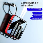 10000mAh Mini Power Bank with 4 in 1 Cables LED Flashlight Digital Display Portable Charger