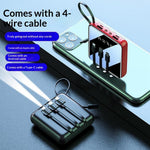 10000mAh Mini Power Bank with 4 in 1 Cables LED Flashlight Digital Display Portable Charger