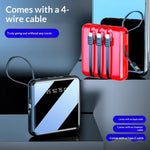 10000mAh Mini Power Bank with 4 in 1 Cables LED Flashlight Digital Display Portable Charger
