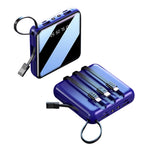 10000mAh Mini Power Bank with 4 in 1 Cables LED Flashlight Digital Display Portable Charger