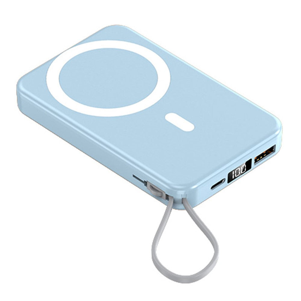 JJT-A51 10000mAh Power Bank Built-in Lightning / Type-C Cable 15W Magnetic Wireless Charging Battery Pack