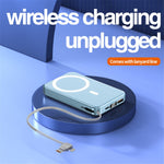 JJT-A51 10000mAh Power Bank Built-in Lightning / Type-C Cable 15W Magnetic Wireless Charging Battery Pack