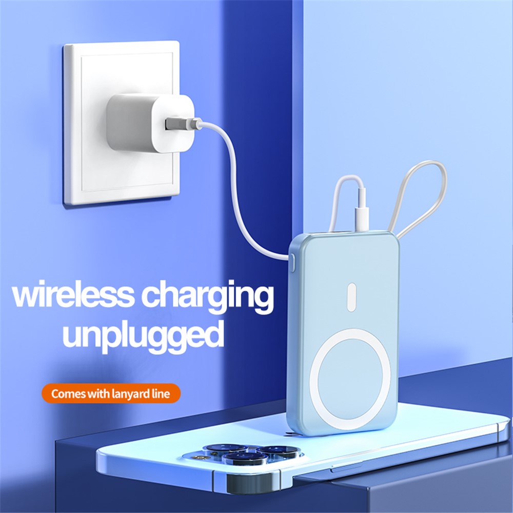JJT-A51 10000mAh Power Bank Built-in Lightning / Type-C Cable 15W Magnetic Wireless Charging Battery Pack