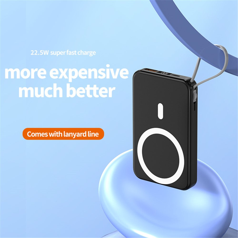 JJT-A51 10000mAh Power Bank Built-in Lightning / Type-C Cable 15W Magnetic Wireless Charging Battery Pack