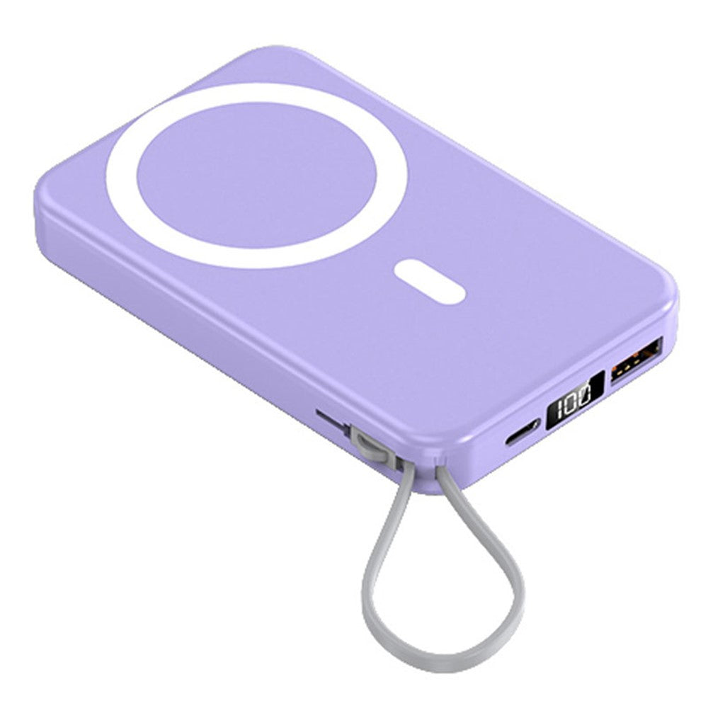 JJT-A51 10000mAh Power Bank Built-in Lightning / Type-C Cable 15W Magnetic Wireless Charging Battery Pack